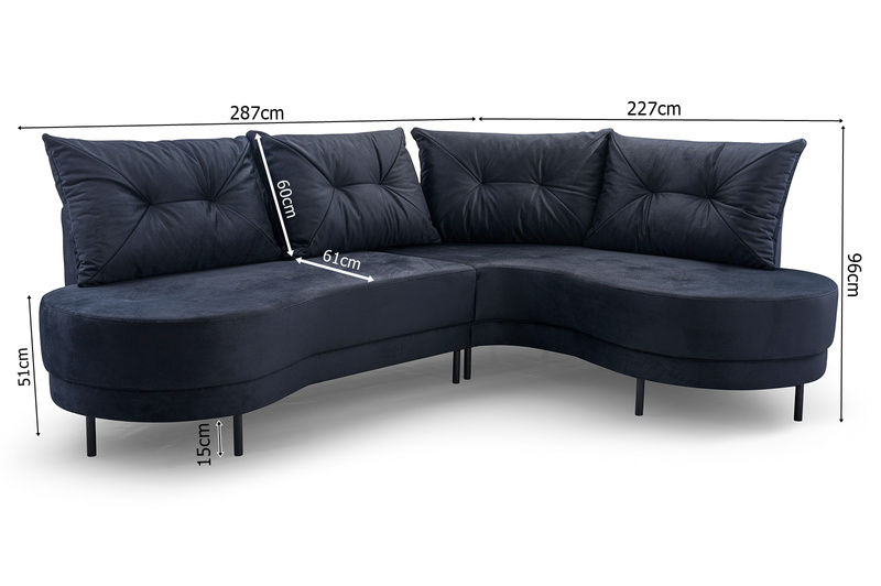 Nowoczesny Narożnik do salonu ABIBI 287 cm, Rogówka, Wygodny