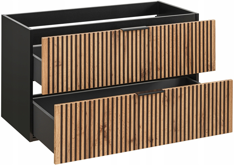 Szafka łazienkowa 100cm, szuflady, Meble łazienkowe XILO Dąb Wotan / Szary