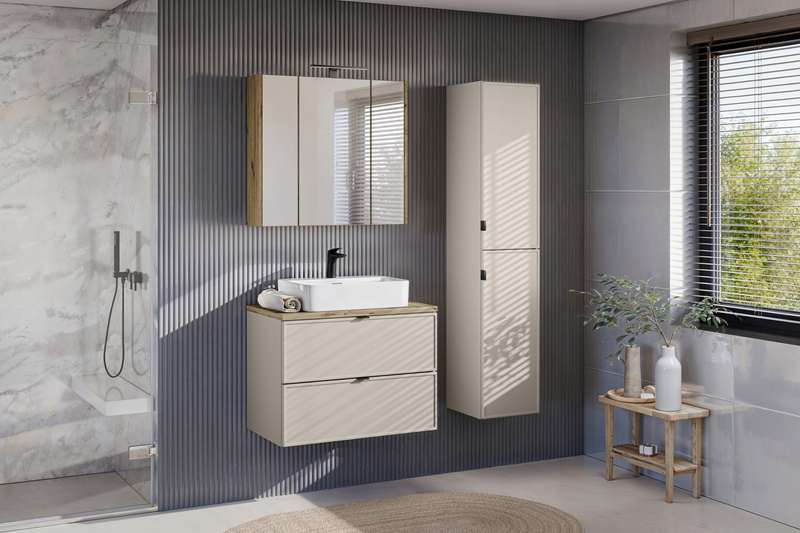 Zestaw meblowy boczny 35cm, Meble łazienkowe BELLA Kaszmir / Dąb Artisan