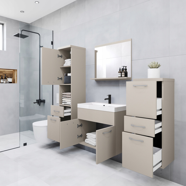 Meble łazienkowe ALBA KASZMIROWY BEŻ, umywalka, lustro