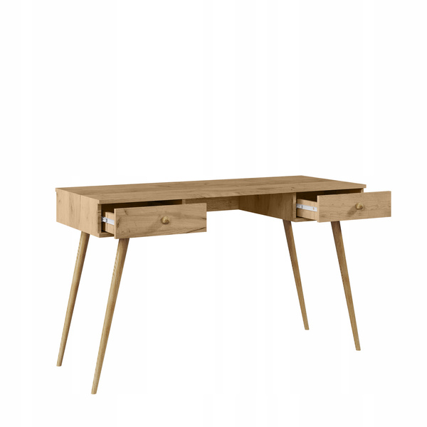 Biurko BOHO z szufladami, drewniane nogi DĄB CRAFT ZŁOTY