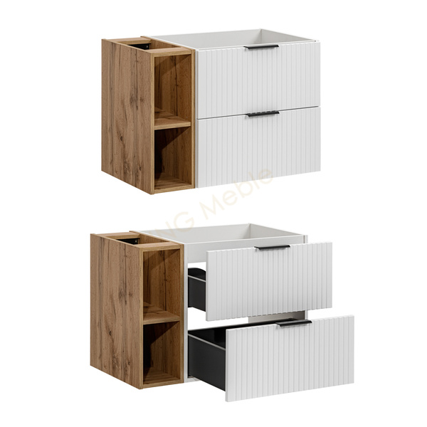 Meble łazienkowe ADEL WHITE/WOTAN 80, Umywalka nablatowa, Lustro, LED