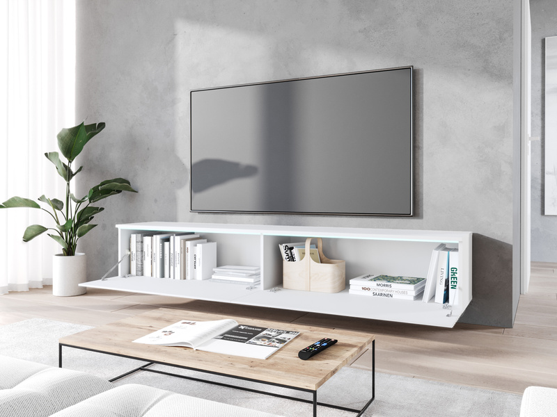 Szafka RTV Lowboard D 180cm BIAŁY / JODEŁKA MDF