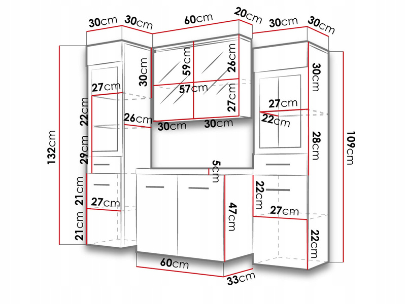 Meble łazienkowe MADRIT II, umywalka, lustro MATERA / BIAŁY POŁYSK