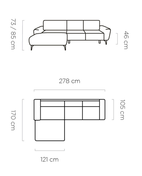 Narożnik z funkcją spania BALI 278 cm, Automat, Pojemnik, Sprężyny
