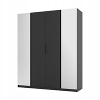 Szafa Czterodrzwiowa KAJA 2 LUSRA 2F 200 cm, Czarny, Drzwi Uchylne