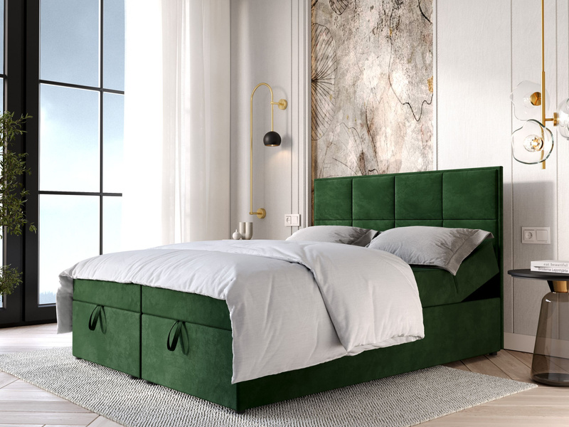 Łóżko tapicerowane, kontynentalne ROMA 140x200 cm, Sprężyny, Pojemniki, Rozmiary