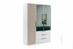Szafa loftowa SORENTO 150cm lustro, lamele DĄB CRAFT ZŁOTY / CZARNY