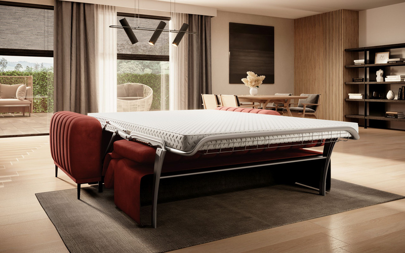 Sofa z funkcją spania GANDI C 227 cm, System włoski, Zagłówki