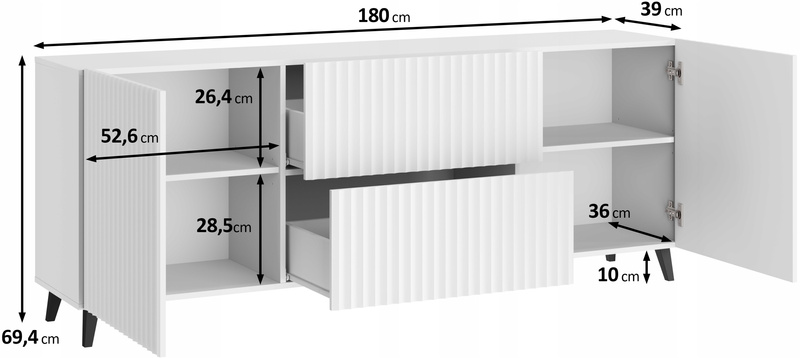 Szafka RTV PHUKET 181 Dąb Artisan / Białe Drobne Ryfle