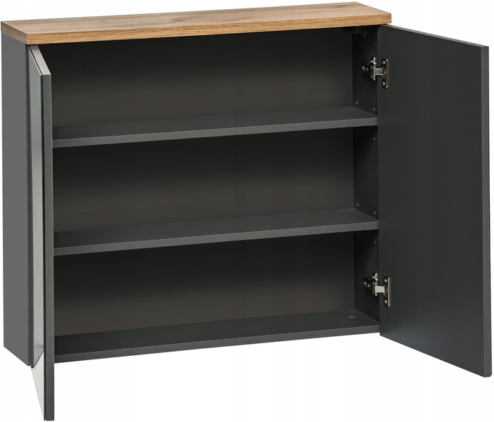 Szafka z lustrem 841 80cm, Meble łazienkowe BALI Dąb Craft / Szary Połysk