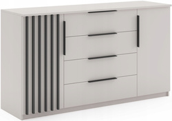 Komoda loftowa SORENTO 160cm lamele szuflady Kaszmir / Czarny