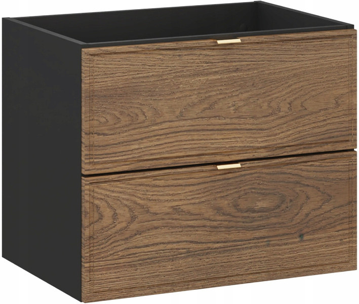 Zestaw mebli 60cm, blat, słupek, Meble łazienkowe TALIA Dąb Casella/Czarny