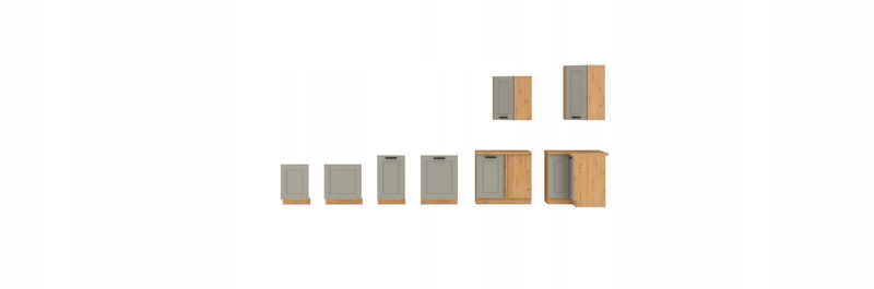 Meble kuchenne zestaw narożny LUNA CLAY GREY / DĄB ARTISAN kuchnia szafki