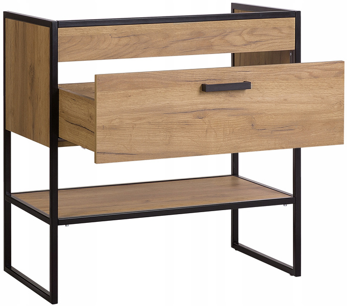 Szafka pod umywalkę 80cm, Meble łazienkowe BROOKLIN Dąb Craft Złoty/Czarny