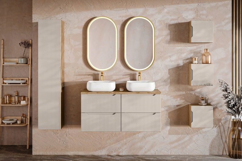 Meble łazienkowe LUXOR BEIGE 90, Umywalka nablatowa, Beż, 2 KOLORY