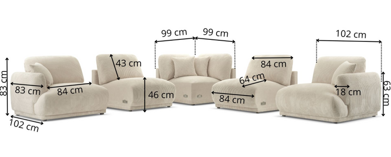 Narożnik CHACCO 285 cm, Narożnik Modułowy, Wygodny, Do Salonu