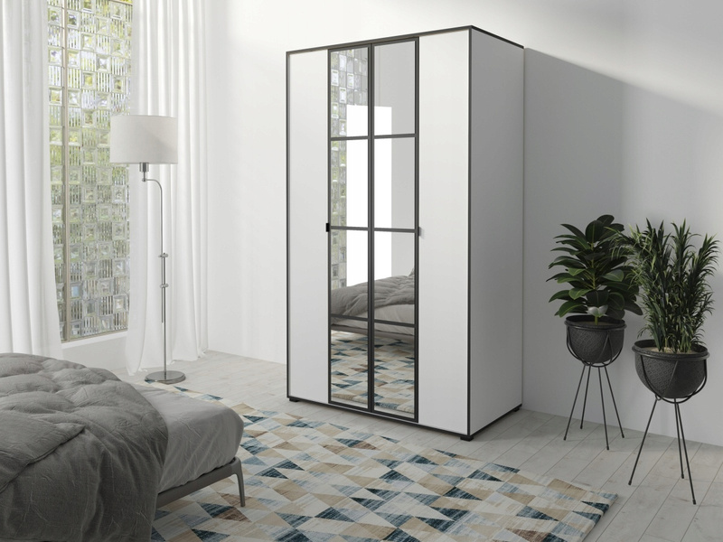 Szafa OSLO I 120cm, Szafa z Lustrem Dąb Artisan / Czarny