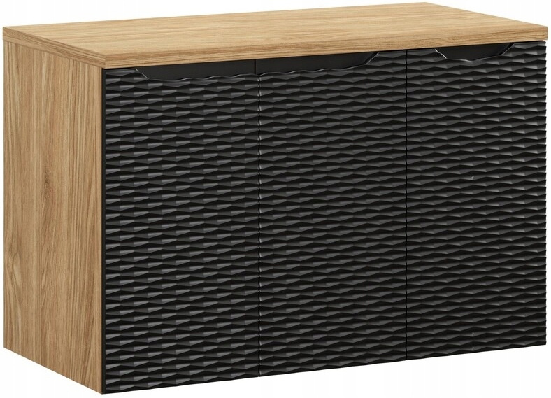 Zestaw meblowy 90cm z blatem, Meble łazienkowe OCEAN Czarny / Dąb Olejowany