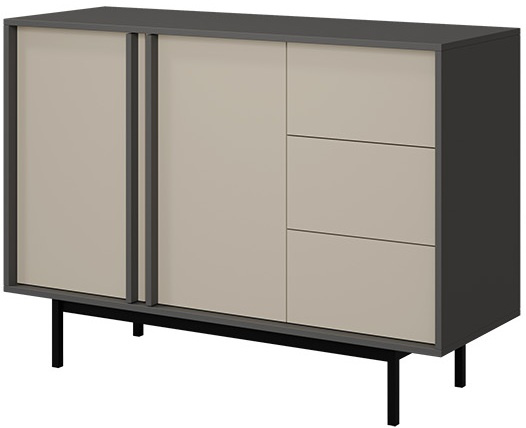 Komoda ALSY 7 123cm, Meble Pokojowe ALSY Antracyt / Dąb Olejowany