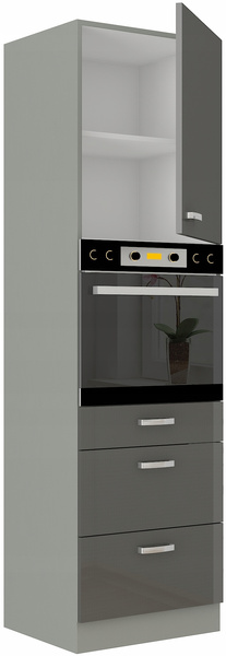 Szafka kuchenna GREY 60 DPS-210 3S 1F SZARY POŁYSK / SZARY PLATYNOWY