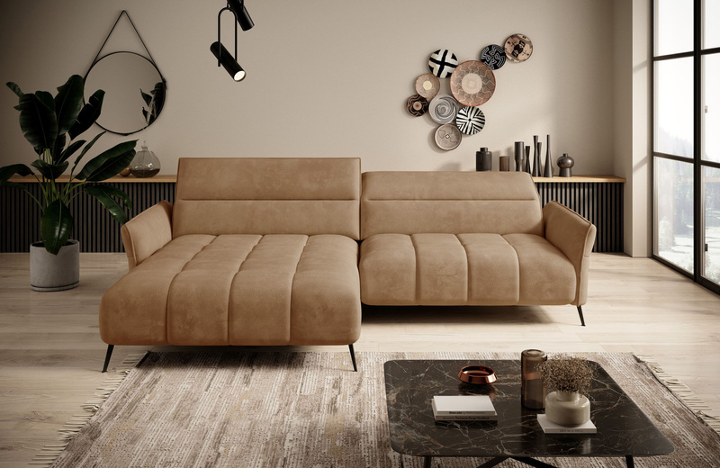 Narożnik CAVANI 272 cm, Elektryczny wysuw siedziska, Zagłówki