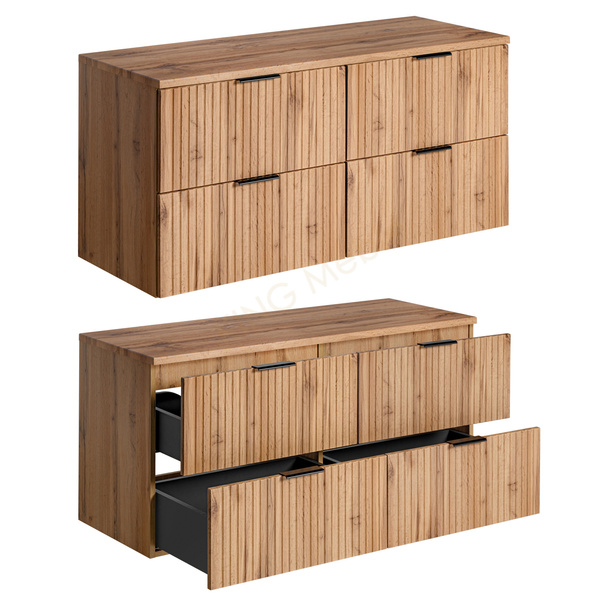 Meble łazienkowe ADEL OAK 120, Zestaw z umywalkami nablatowymi, Lustro LED