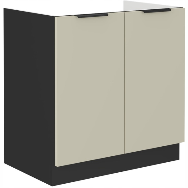 Szafka kuchenna dolna ARONA 80 ZL 2F BB CASHMERE / CZARNY MAT