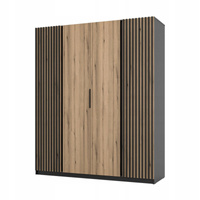 Szafa KAJA 2 LAM 2F Dąb Evoke / Czarny / Lamele